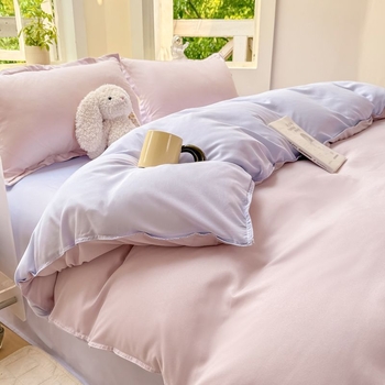 Dygsniuotos patalynės komplektas su antklodės užvalkalu ir paklode, paprastas stilius, reaktyvus dažymas, 100% medvilnė, studentų bendrabutyje