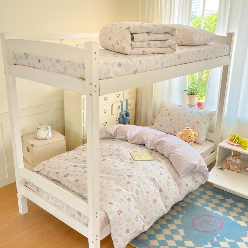 Mokyklos bendrabucio patalynės komplektas, keturių dalių, 100% medvilnė, animacinių ir botaniniai gėlių raštai, visam sezonui, svoris 2.0-2.5 kg