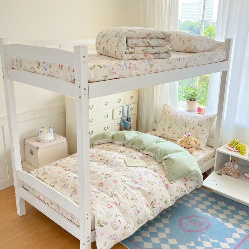 Mokyklos bendrabucio patalynės komplektas, keturių dalių, 100% medvilnė, animacinių ir botaniniai gėlių raštai, visam sezonui, svoris 2.0-2.5 kg