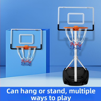 Vertikalus krepšinio stovas su geležiniu rėmu namų ir lauko naudojimui — tėvų ir vaikų interaktyvus krepšinio treniravimo žaislas