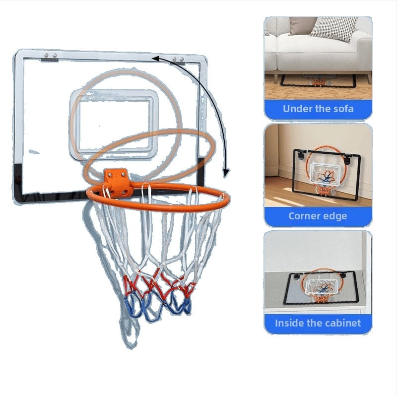 Vertikalus krepšinio stovas su geležiniu rėmu namų ir lauko naudojimui — tėvų ir vaikų interaktyvus krepšinio treniravimo žaislas