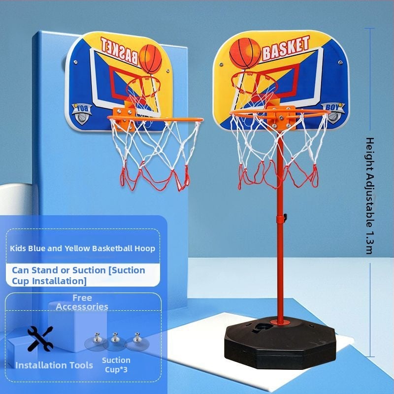 Vertikalus krepšinio stovas su geležiniu rėmu namų ir lauko naudojimui — tėvų ir vaikų interaktyvus krepšinio treniravimo žaislas
