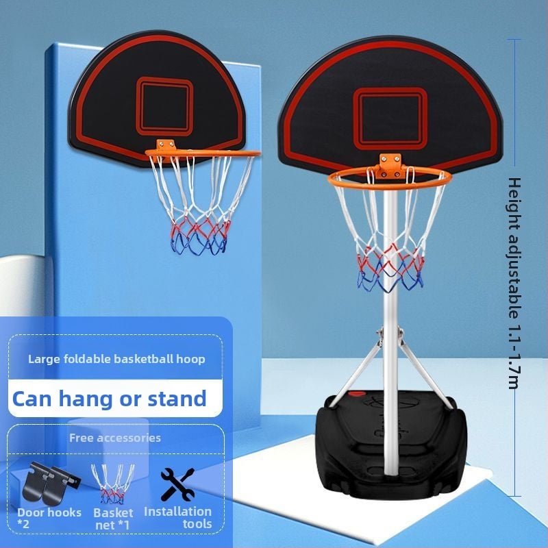 Vertikalus krepšinio stovas su geležiniu rėmu namų ir lauko naudojimui — tėvų ir vaikų interaktyvus krepšinio treniravimo žaislas
