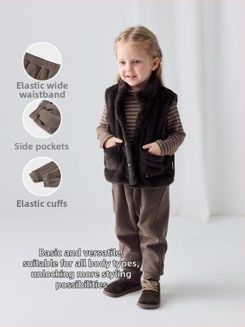 Vaikų kelnės, medvilnė, universalus stilius, vidutinio juosmens su elastine juostele, karikatūros raštas