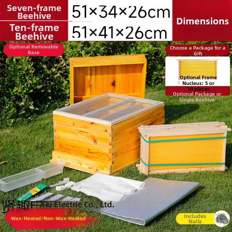 Algajate mesinduse komplekt: 10-rahmliline mesi jaht standardse männipuidust, 7 lõpetatud pesa-raamiga