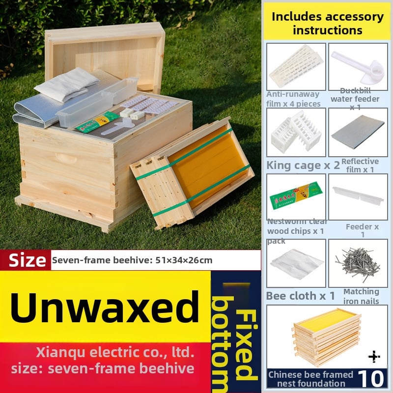 Algajate mesinduse komplekt: 10-rahmliline mesi jaht standardse männipuidust, 7 lõpetatud pesa-raamiga