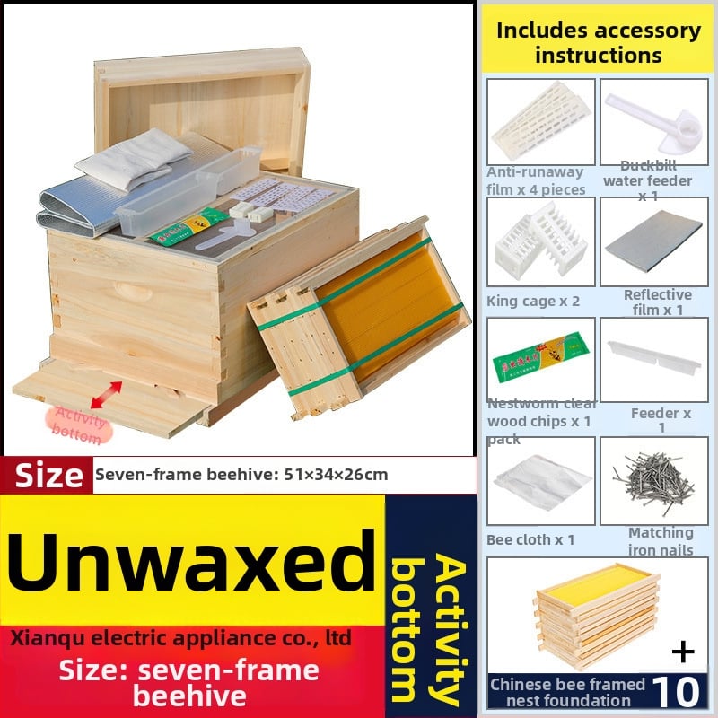 Algajate mesinduse komplekt: 10-rahmliline mesi jaht standardse männipuidust, 7 lõpetatud pesa-raamiga