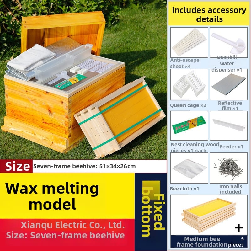 Algajate mesinduse komplekt: 10-rahmliline mesi jaht standardse männipuidust, 7 lõpetatud pesa-raamiga