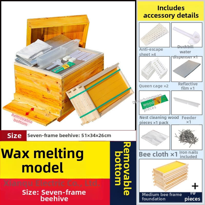 Algajate mesinduse komplekt: 10-rahmliline mesi jaht standardse männipuidust, 7 lõpetatud pesa-raamiga