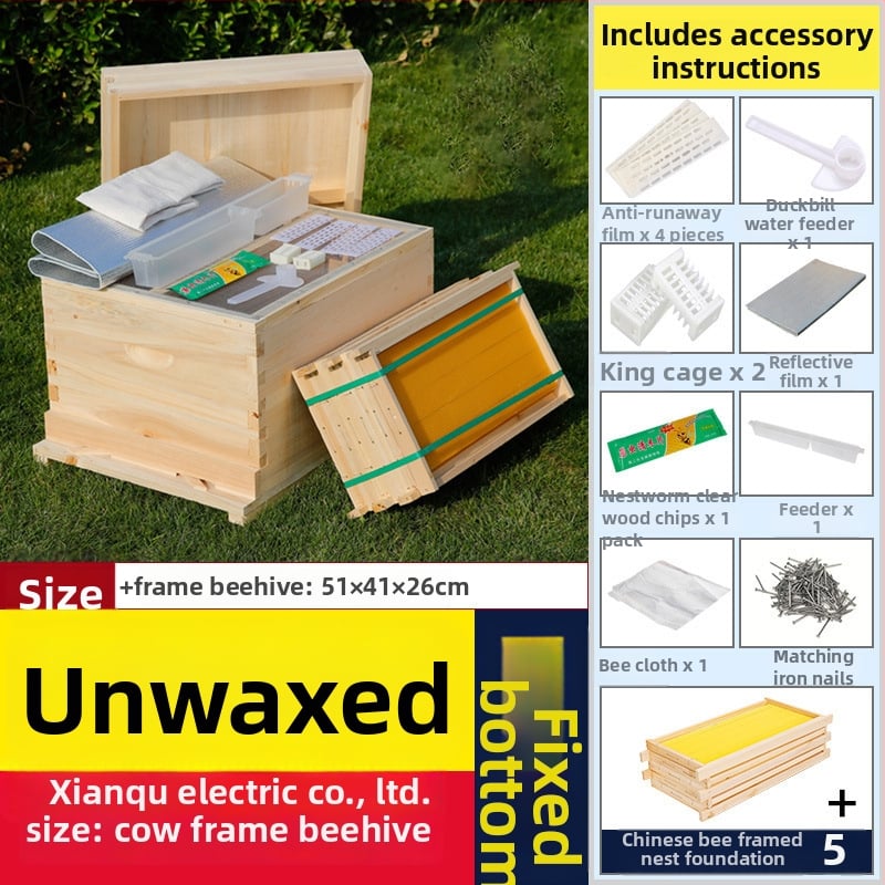 Algajate mesinduse komplekt: 10-rahmliline mesi jaht standardse männipuidust, 7 lõpetatud pesa-raamiga