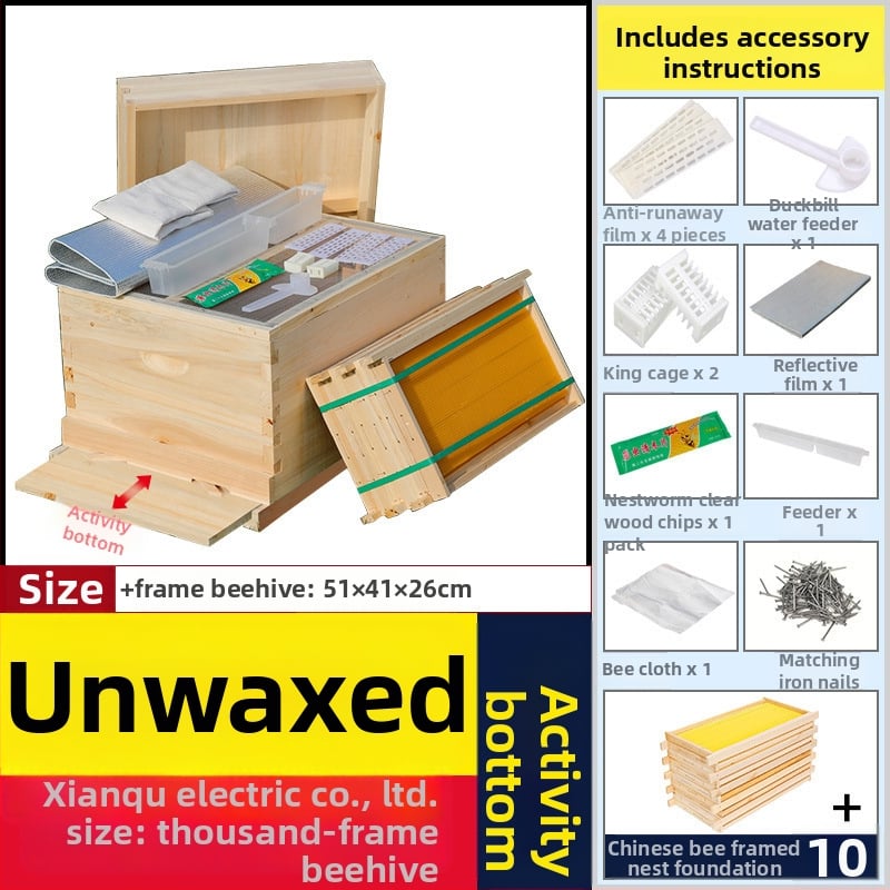 Algajate mesinduse komplekt: 10-rahmliline mesi jaht standardse männipuidust, 7 lõpetatud pesa-raamiga
