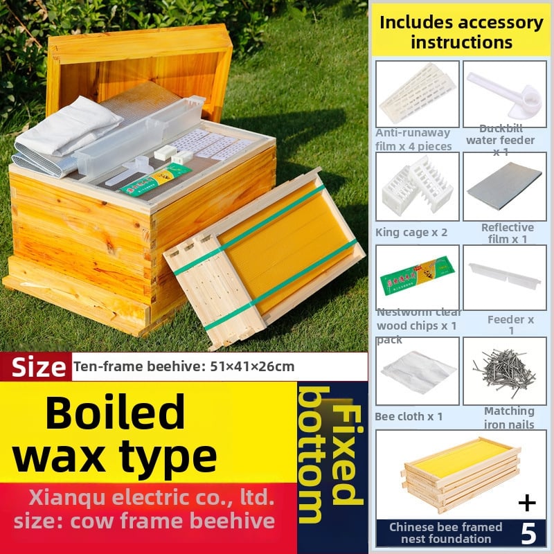 Algajate mesinduse komplekt: 10-rahmliline mesi jaht standardse männipuidust, 7 lõpetatud pesa-raamiga