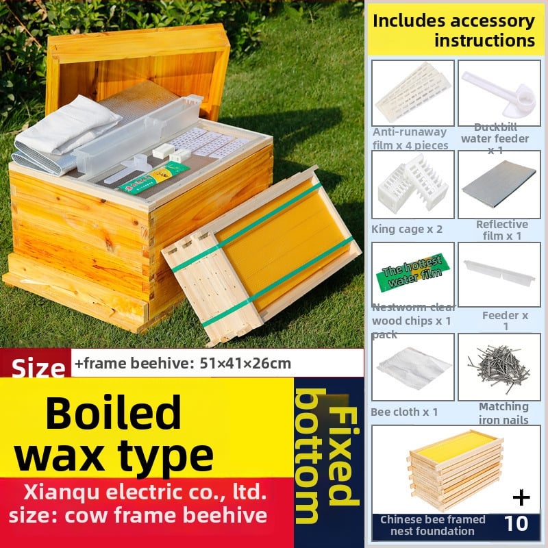 Algajate mesinduse komplekt: 10-rahmliline mesi jaht standardse männipuidust, 7 lõpetatud pesa-raamiga