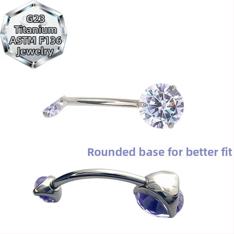 Dvojhlavý pupočný piercing prsteň – titanová zliatina, 5A zirkón, geometrický tvar, diamantové spracovanie, vnútorná špirála