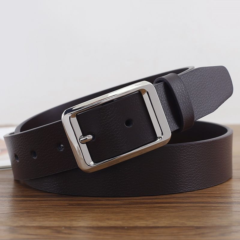 Ζώνη από δέρμα split leather, αγκράφα από κράμα, κούμπωμα με κορδάκι, λεπτό πλάτος <2 εκ