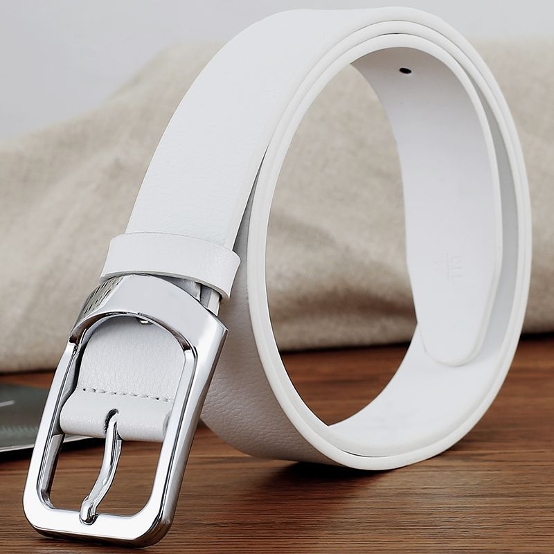 Ζώνη από δέρμα split leather, αγκράφα από κράμα, κούμπωμα με κορδάκι, λεπτό πλάτος <2 εκ