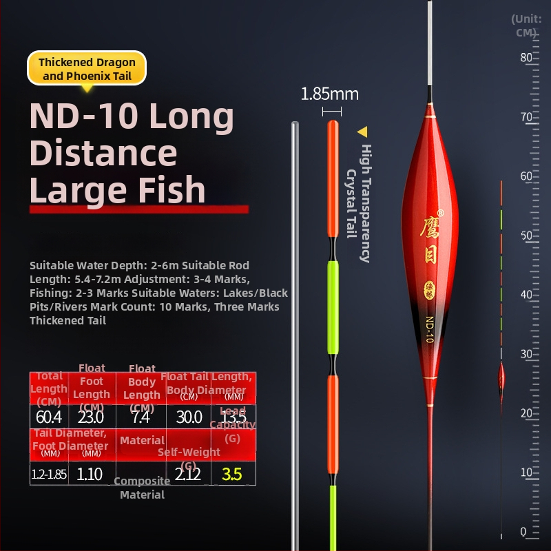 Поплавък за риболов Eagle Eye — вертикален дрейф, наноматериал, светещ дизайн