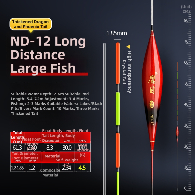 Поплавък за риболов Eagle Eye — вертикален дрейф, наноматериал, светещ дизайн