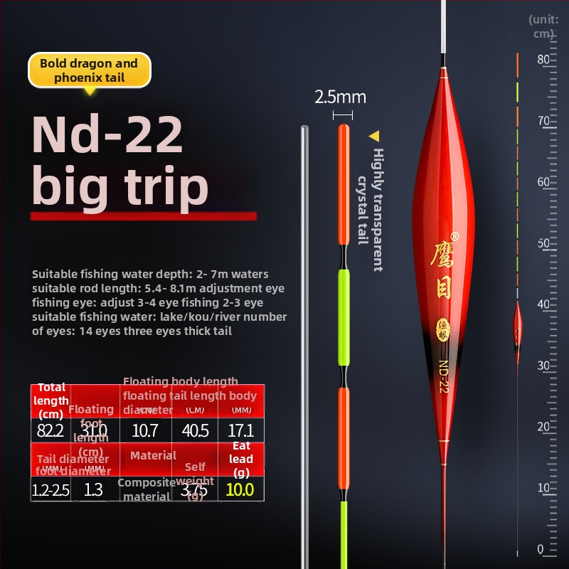 Поплавък за риболов Eagle Eye — вертикален дрейф, наноматериал, светещ дизайн