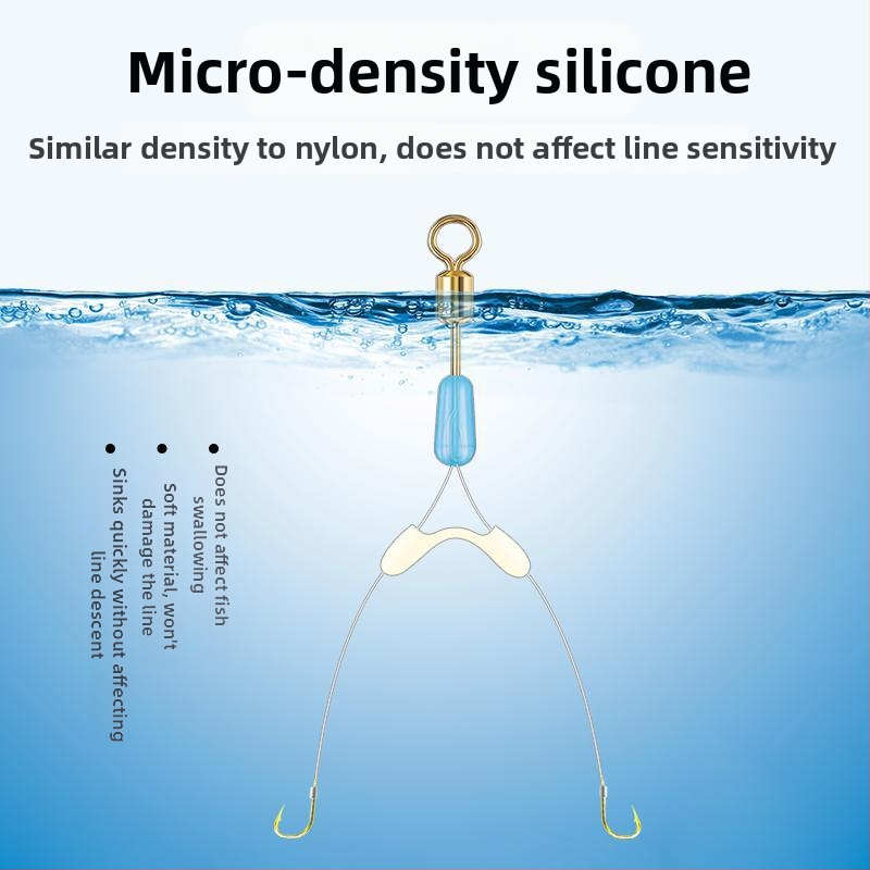 Разклонител за риболовни линии с антизаплитане и двойна кука (Материал: гума)