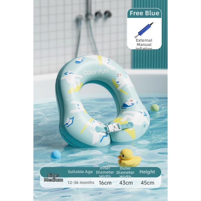 Bērnu kakla peldēšanas gredzens vannai – PVC, vienkrāsains raksts, bērniem