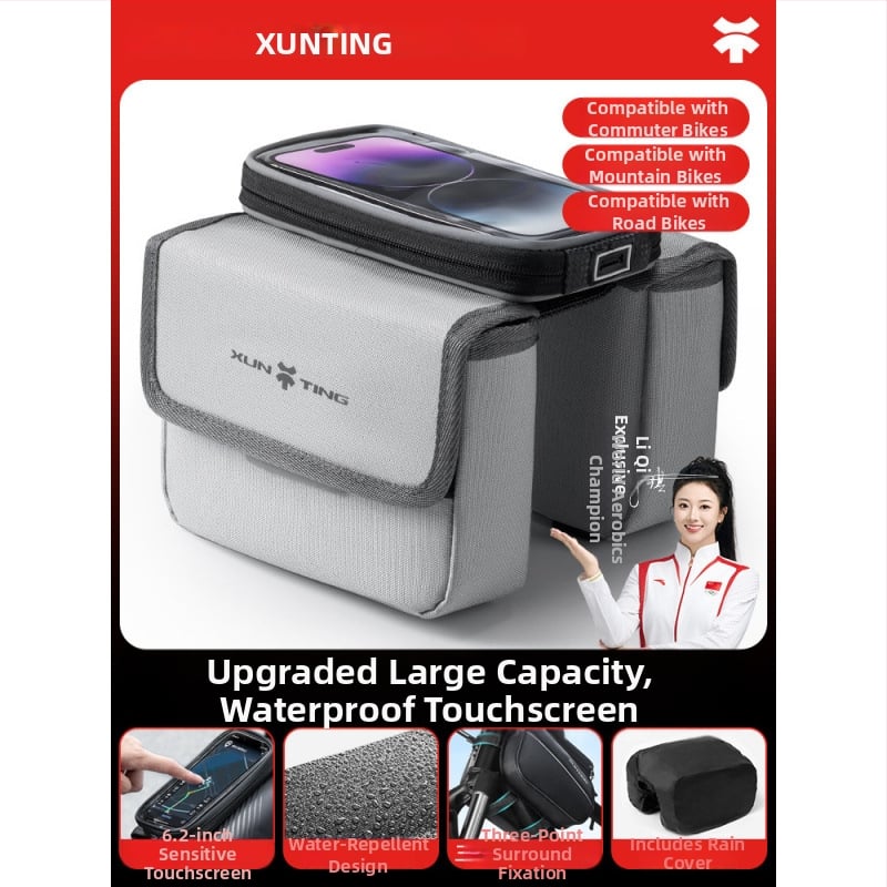 Чанта за горна тръба за MTB велосипед, капацитет 5 л, полиестер, вътрешна подплата, модел zxcsgb-mcl-red