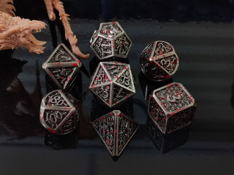 Метален комплект зарове за DND от Fudong – цинково-медна сплав, дизайн с прав ъгъл, 100 зарчета, персонализирана обработка