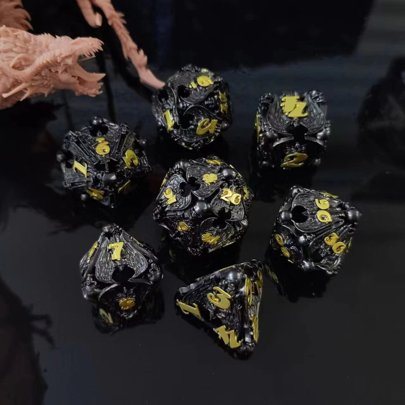 Метален комплект зарове за DND от Fudong – цинково-медна сплав, дизайн с прав ъгъл, 100 зарчета, персонализирана обработка