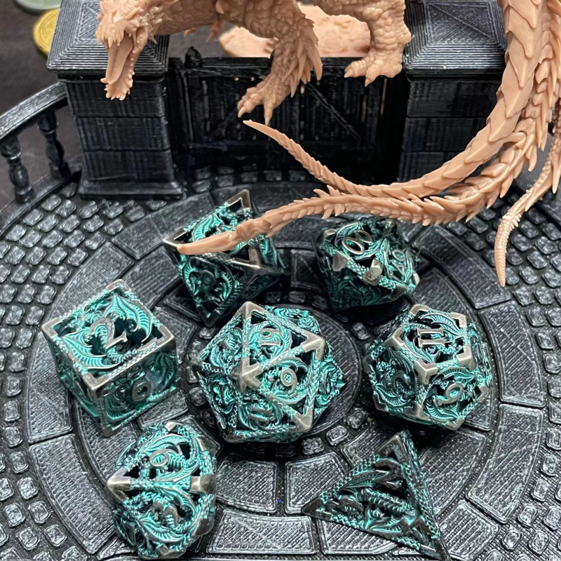 Метален комплект зарове за DND от Fudong – цинково-медна сплав, дизайн с прав ъгъл, 100 зарчета, персонализирана обработка