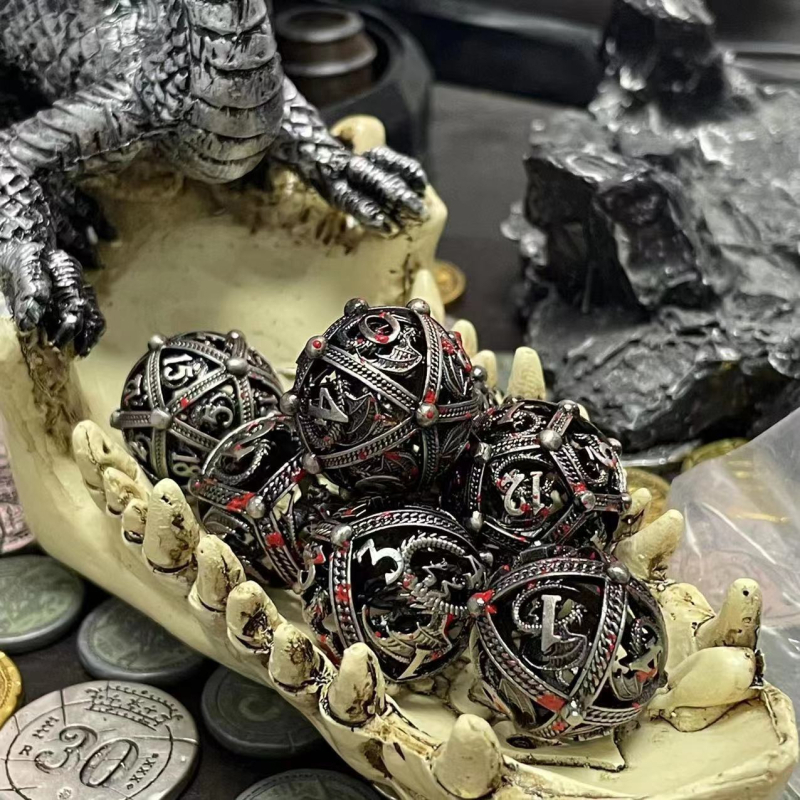 Метален комплект зарове за DND от Fudong – цинково-медна сплав, дизайн с прав ъгъл, 100 зарчета, персонализирана обработка