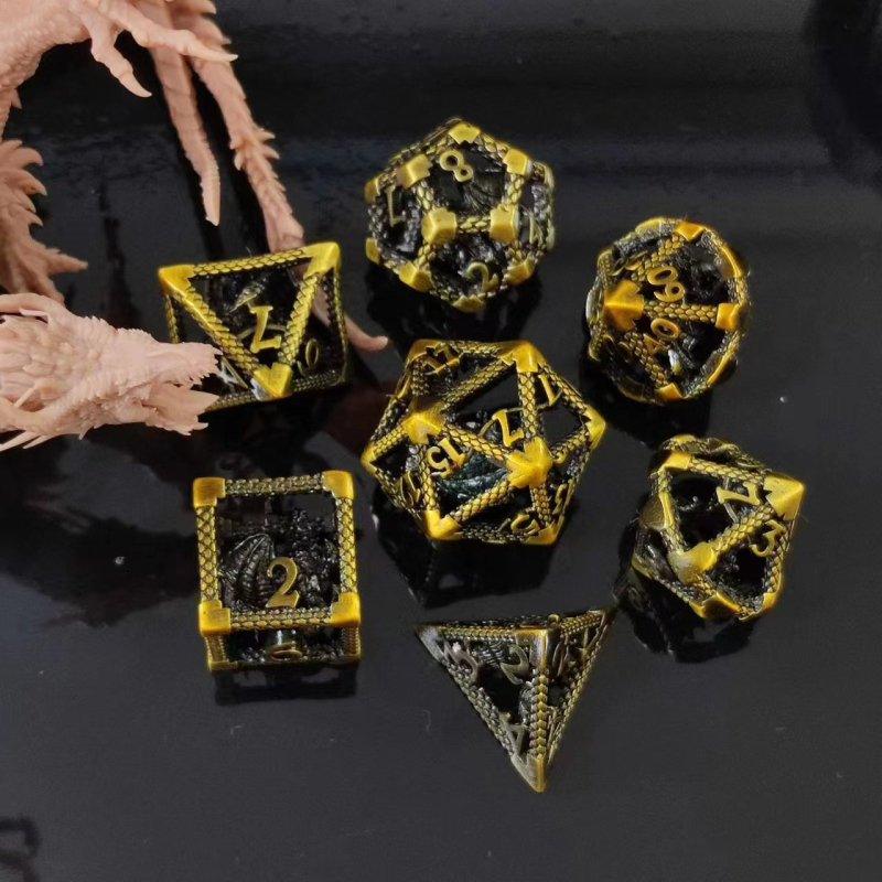 Метален комплект зарове за DND от Fudong – цинково-медна сплав, дизайн с прав ъгъл, 100 зарчета, персонализирана обработка