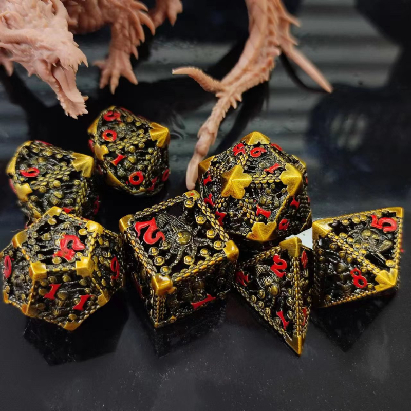 Метален комплект зарове за DND от Fudong – цинково-медна сплав, дизайн с прав ъгъл, 100 зарчета, персонализирана обработка