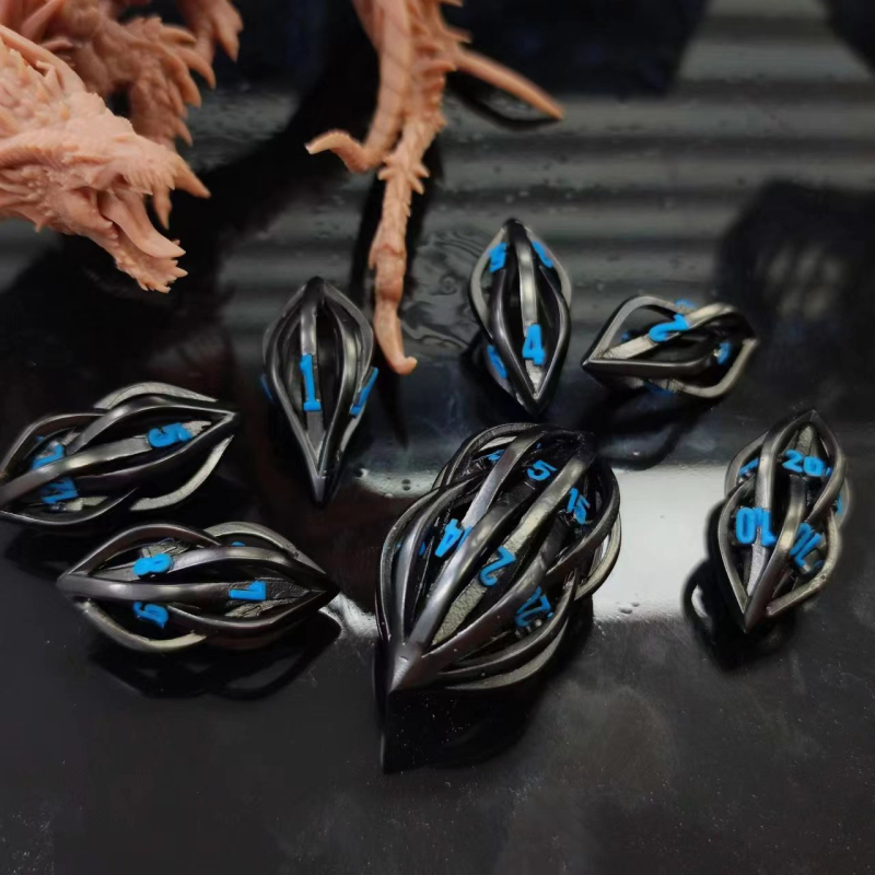 Метален комплект зарове за DND от Fudong – цинково-медна сплав, дизайн с прав ъгъл, 100 зарчета, персонализирана обработка