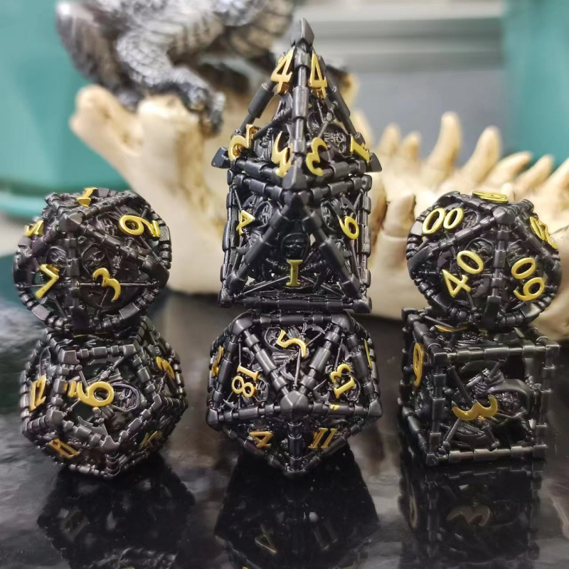 Метален комплект зарове за DND от Fudong – цинково-медна сплав, дизайн с прав ъгъл, 100 зарчета, персонализирана обработка