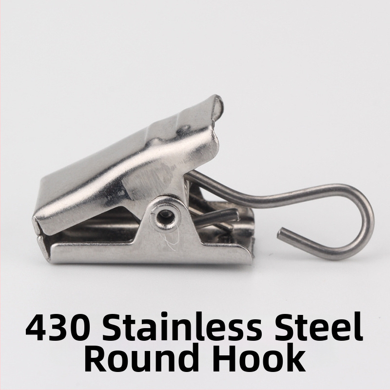 Nerūdijančio plieno užuolaidų rinkinys: kabliukai ir klipai, užuolaidų žiedai ir priedai užuolaidų strypui