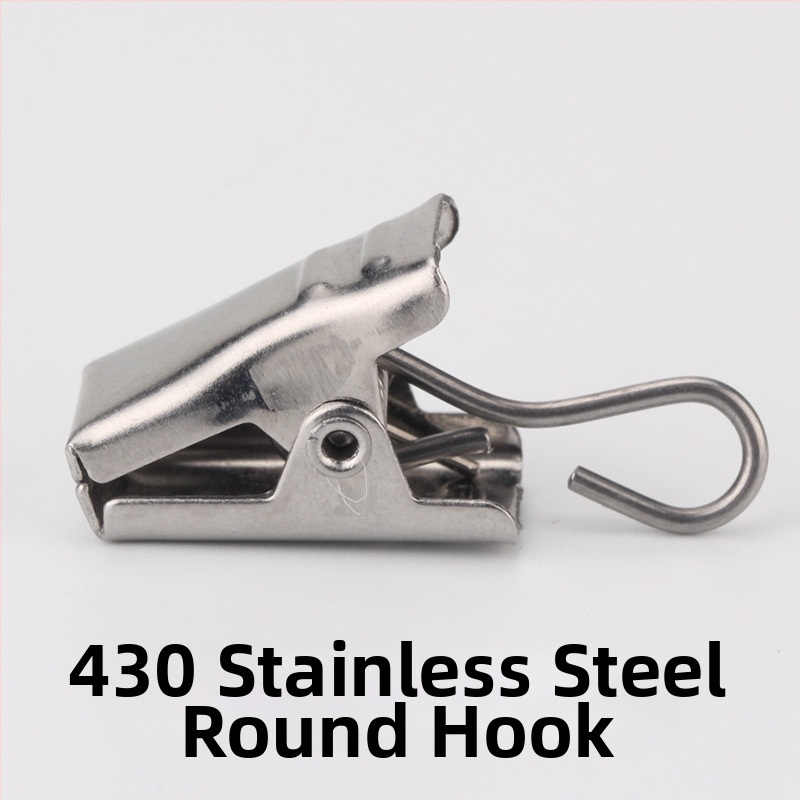 Nerūdijančio plieno užuolaidų rinkinys: kabliukai ir klipai, užuolaidų žiedai ir priedai užuolaidų strypui