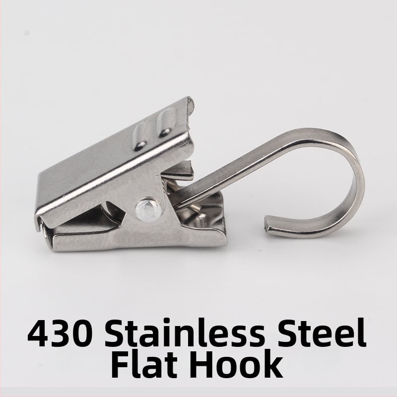 Nerūdijančio plieno užuolaidų rinkinys: kabliukai ir klipai, užuolaidų žiedai ir priedai užuolaidų strypui