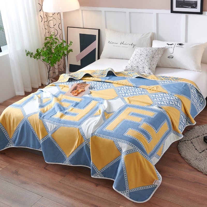 60S kuuekihiline gaze tekk, 100% puuvill, 1,6–2 kg, suvi, geomeetriline muster