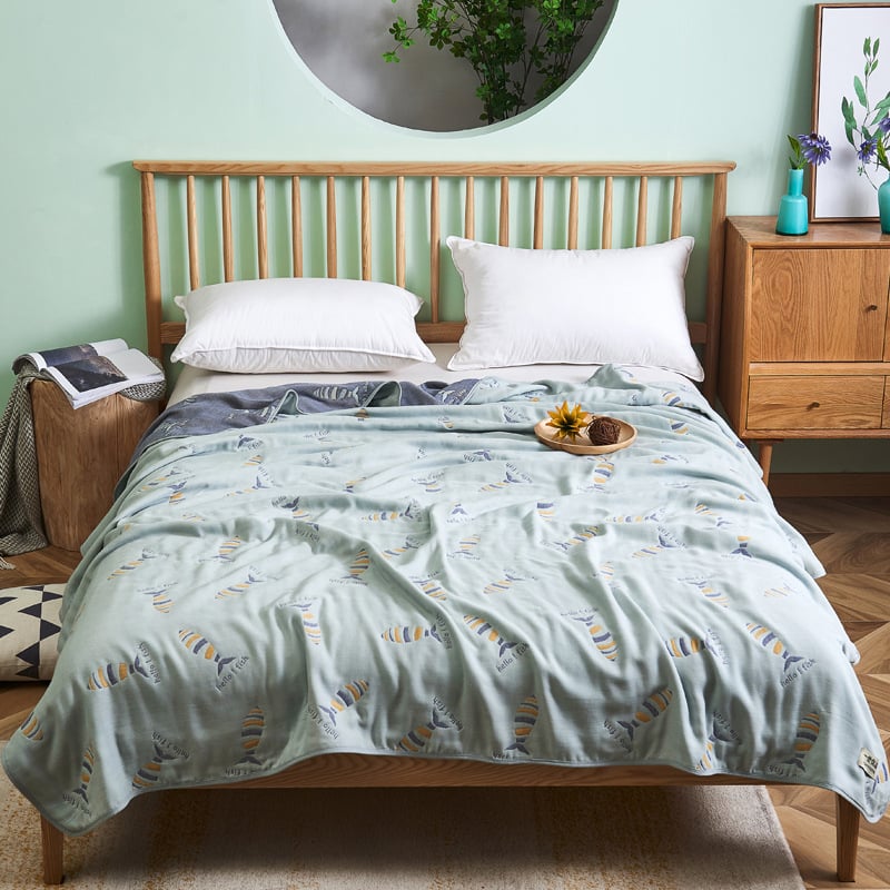 60S kuuekihiline gaze tekk, 100% puuvill, 1,6–2 kg, suvi, geomeetriline muster