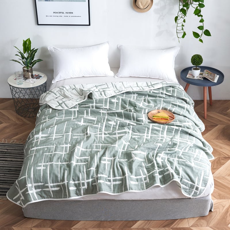 60S kuuekihiline gaze tekk, 100% puuvill, 1,6–2 kg, suvi, geomeetriline muster