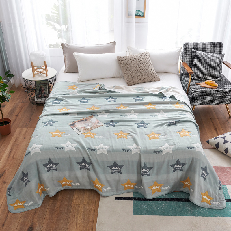 60S kuuekihiline gaze tekk, 100% puuvill, 1,6–2 kg, suvi, geomeetriline muster