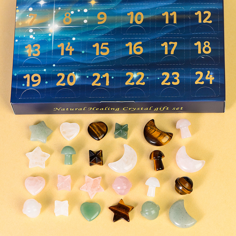 Sirovih kristalnih kamenja s dvanaest znakova zodijaka — neravnomjerno brušeni kamenovi, unutarnja dekoracija, kartonska ambalaža