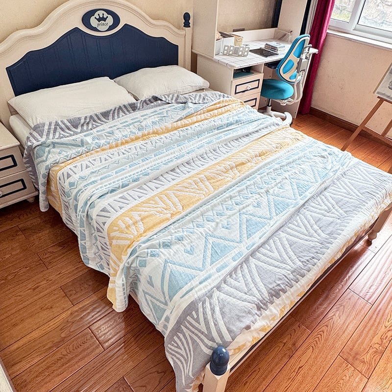 Kolme-kihiline puuvillane pleed geomeetrilise mustriga, 3000 g+, kevad-sügis