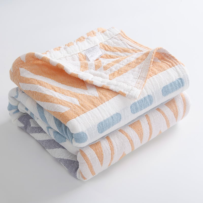 Kolme-kihiline puuvillane pleed geomeetrilise mustriga, 3000 g+, kevad-sügis