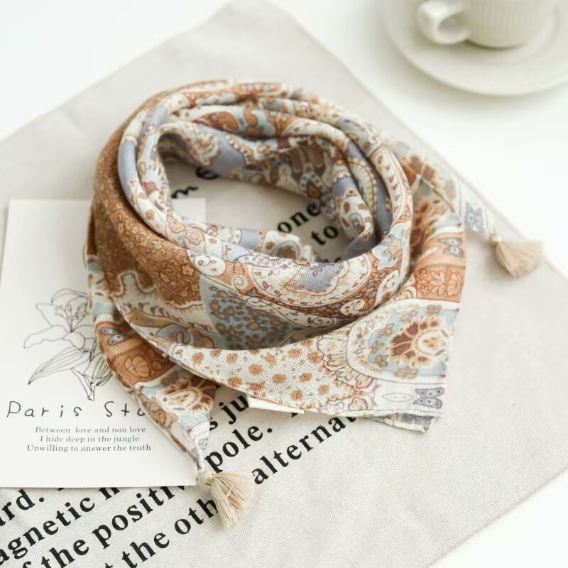 100% gyapjú négyszögletű sál, irodalmi retro stílus, warp-kötött, melegen tart, tavasz 2025