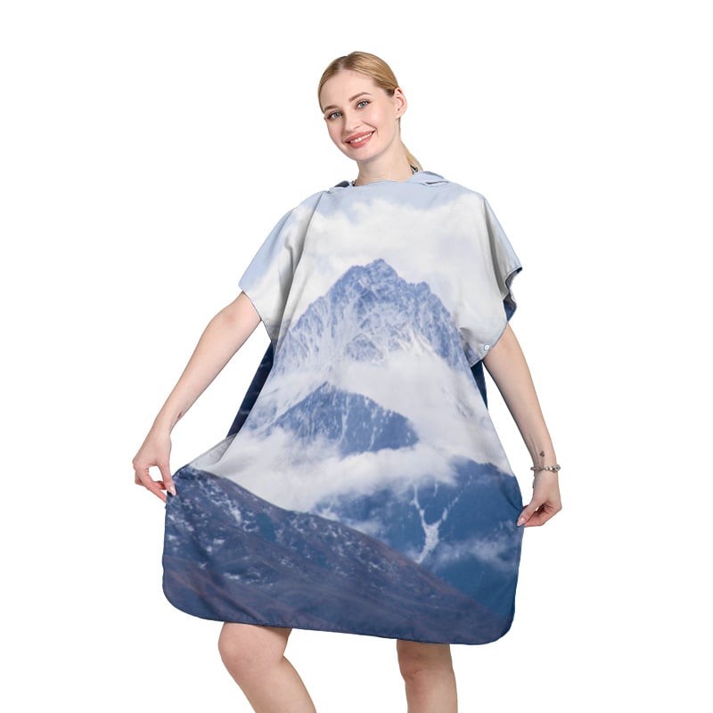 Shengchun Cape Poncho voniai/pliažui — mikropluošto medžiaga, 300–400 g, 150D siūlai, vonios/pliažo rankšluostis, pritaikymo apdorojimas