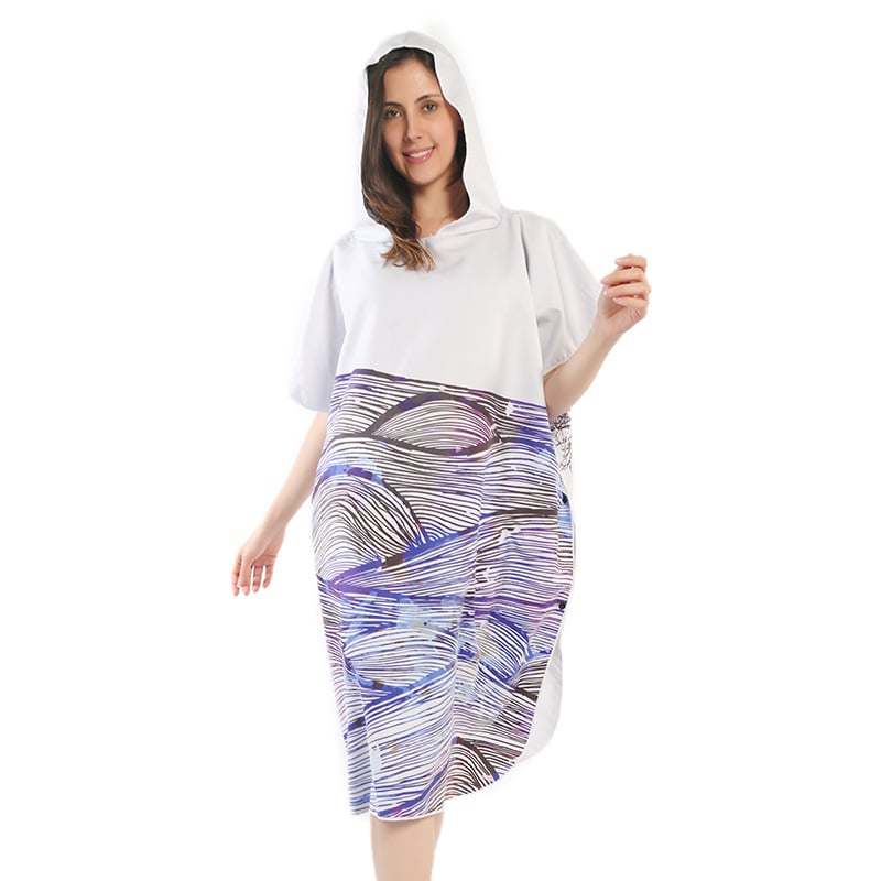 Shengchun Cape Poncho voniai/pliažui — mikropluošto medžiaga, 300–400 g, 150D siūlai, vonios/pliažo rankšluostis, pritaikymo apdorojimas