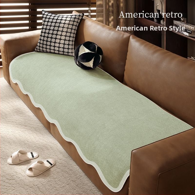 Sofos nugaros uždangalas, netaisyklingos formos, universalus slydimo uždangalas visoms sezonoms, chenille audinys, etninio stiliaus nėrinių raštas