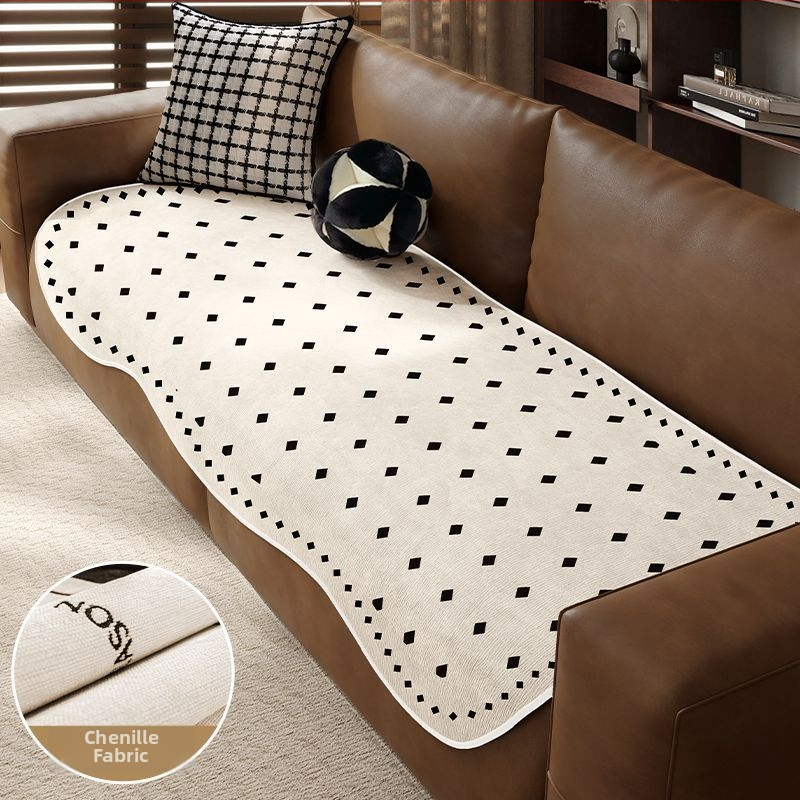 Sofos nugaros uždangalas, netaisyklingos formos, universalus slydimo uždangalas visoms sezonoms, chenille audinys, etninio stiliaus nėrinių raštas