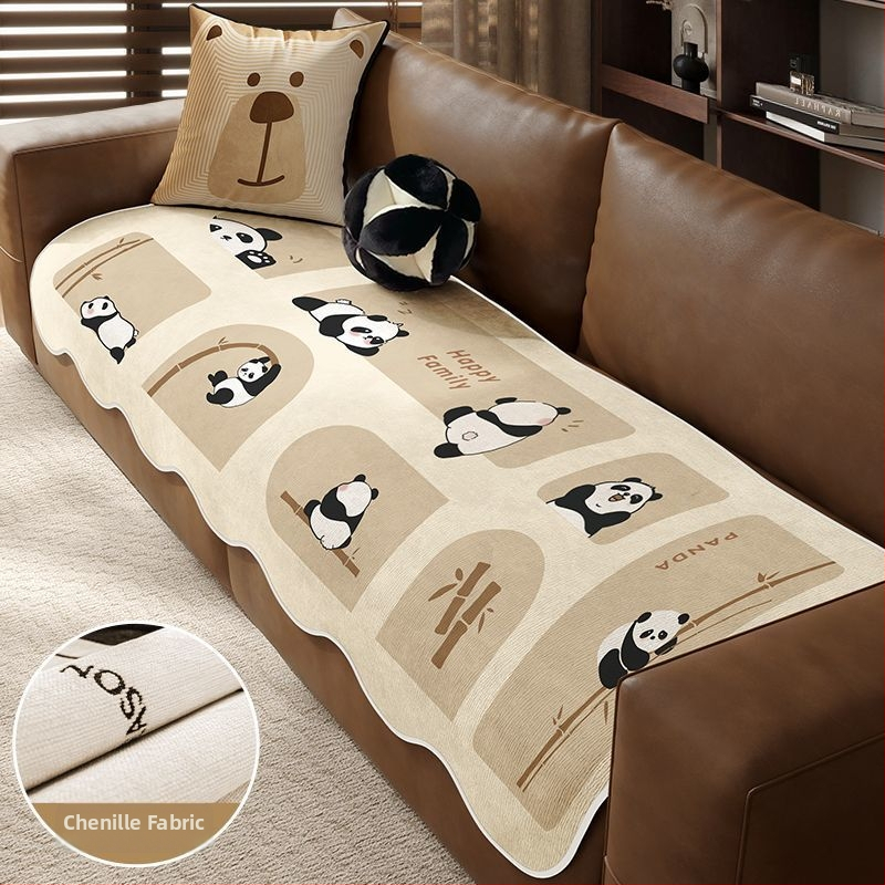 Sofos nugaros uždangalas, netaisyklingos formos, universalus slydimo uždangalas visoms sezonoms, chenille audinys, etninio stiliaus nėrinių raštas